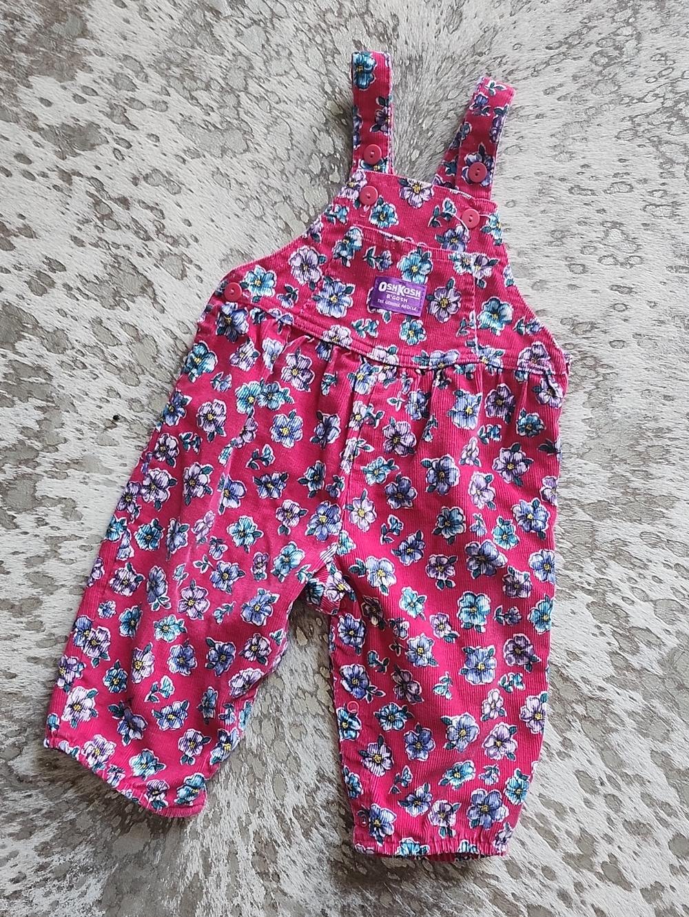 Osh Kosh B'Gosh Vintage Denim Floral Bow Vestbak Cotton Overalls USA Sz18M